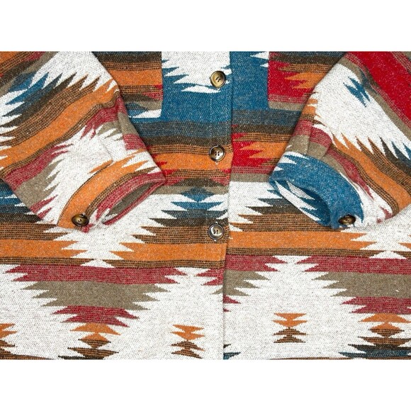 Womens Aztec Southwestern Shacket Size 4XL Earth Tone Western Native Boho Jacket - Picture 2 of 6